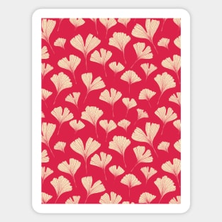 Ginkgo biloba leaves botanical pattern in viva magenta Sticker